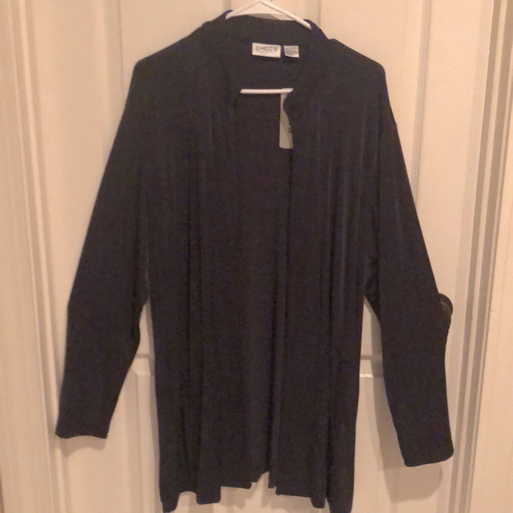 Chico’s travelers long knit jacket. Sz 3 NWT